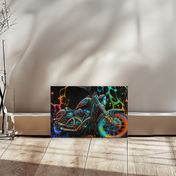 Neon Motorcycle Canvas Wall Art