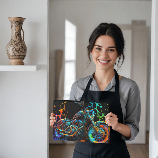 Neon Motorcycle Canvas Wall Art