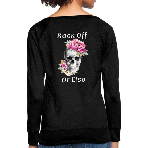 Pink Flower Skull Crewneck Sweatshirt - black