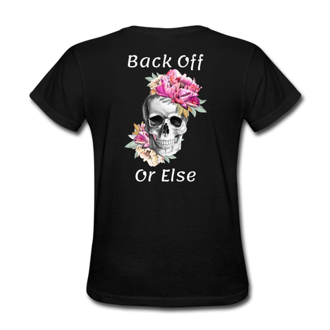 Women's T-Shirt Back Off Pink Skull - black