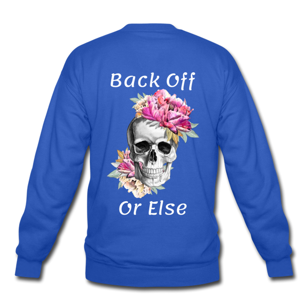 Pink Flower Skull Unisex Crewneck Sweatshirt - Back Off - royal blue