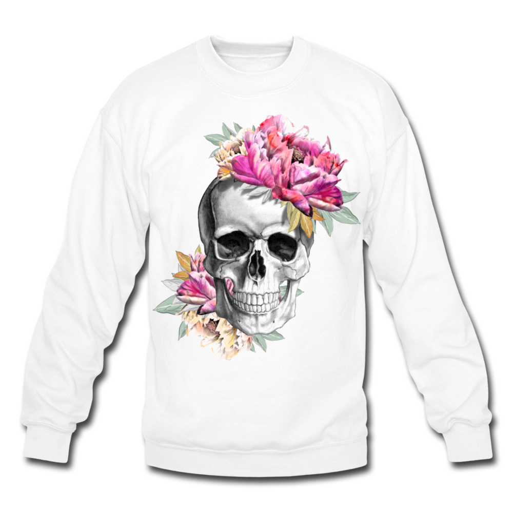 Pink Skull ~ Crewneck Sweatshirt - white