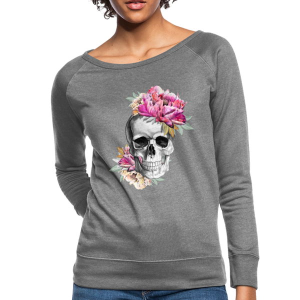 Pink Skull ~ Women’s Crewneck Sweatshirt - heather gray
