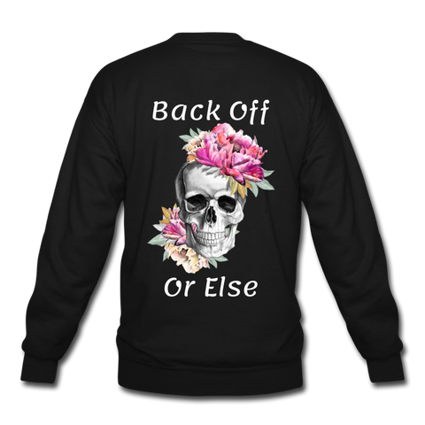 Pink Flower Skull Unisex Crewneck Sweatshirt - Back Off - black