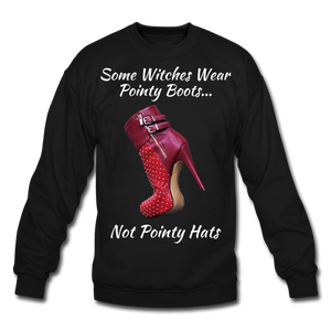 Witches Wear Pointy Boots~Crewneck Sweatshirt - black