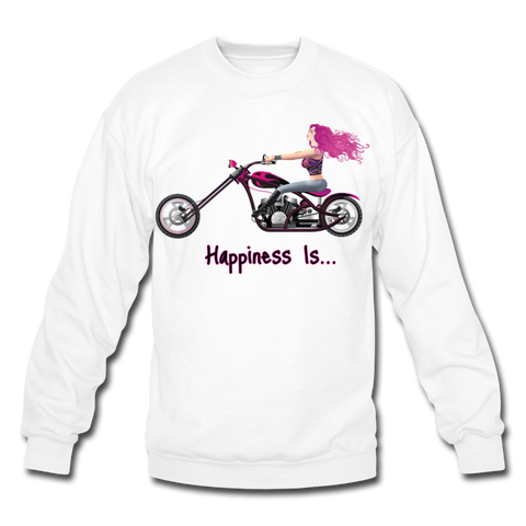 Happiness Is - Pink Hair - Crewneck Sweatshirt - white