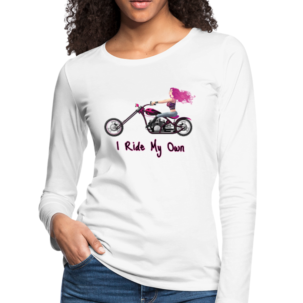 I Ride My Own ~ Pink Hair ~ Women's Premium Long Sleeve T-Shirt - white
