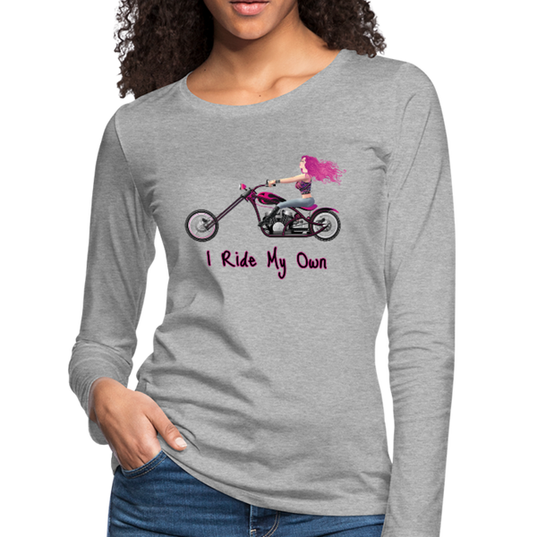 I Ride My Own ~ Pink Hair ~ Women's Premium Long Sleeve T-Shirt - heather gray